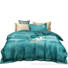 Green Luxury ashed silk jacquard embroidery bedding